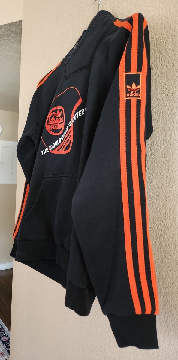Adidas X Vespa Servizio Hoodie Sweatshirt Pullover Orange Black Unisex Rare  Sz S
