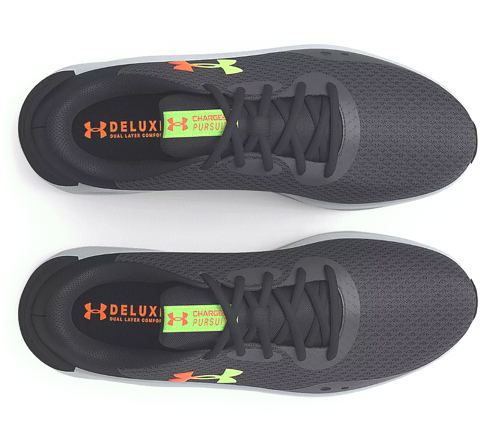 NIB Under Armour 3024878 100 Men Charged Pursuit 3 BLACK/GREY/GREEN