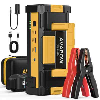 AVAPOW 6000A Multi-Function Portable Car Battery Jump Starter W/Power Bank -NEW!