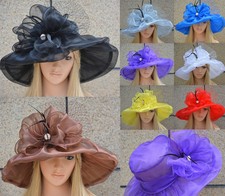 Womens Kentucky Derby Wide Brim Sun Dress Church Wedding Hat A342