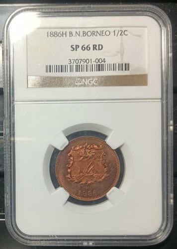 1886H BRITISH NORTH BORNEO 1/2 NGC SP 66RD