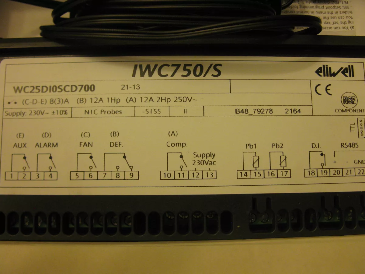ELIWELL IWC750S 150x30mm 230V AC NTC 2X NTC probe IWC750 S eBay