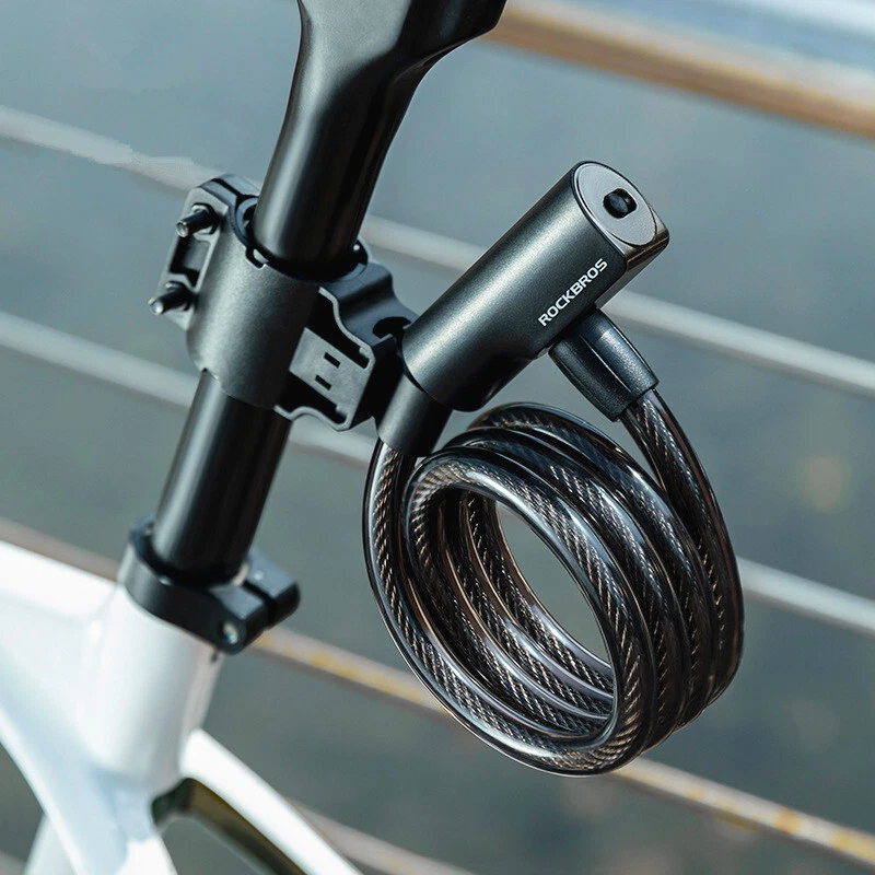 ROCKBROS Portable Bicycle Lock Anti-theft Steel MTB Road Bike Cable Lock 2 Keys - Image 2 of 4