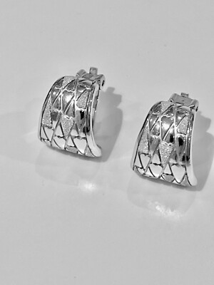 PIANEGONDA Authentic Thick Silver Sculptural Earrings ''J'' hoops Made in Italy