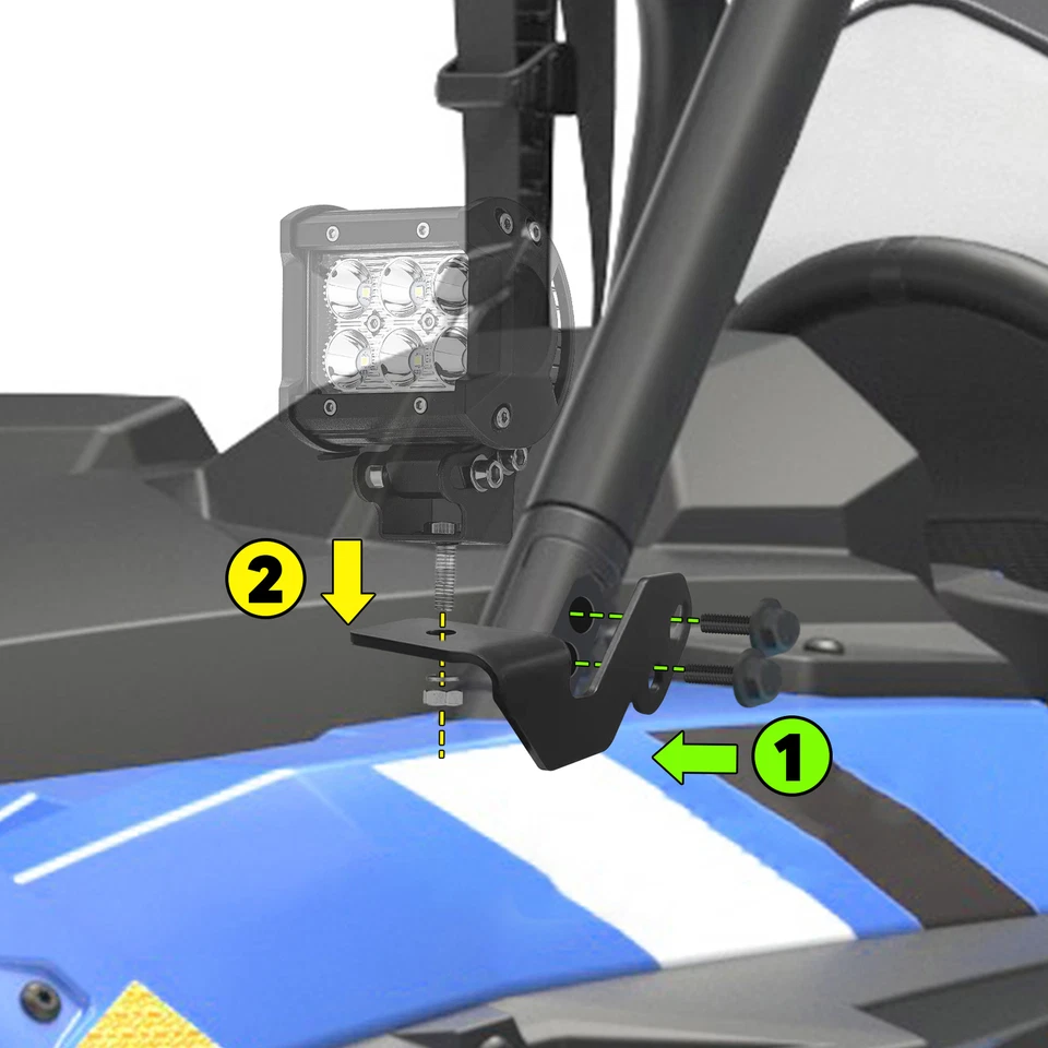 Cápsulas de luz LED ámbar de 3" 48W + cable de montaje de pilar A para Polaris RZR 800 900 XP 1000 Foto 2 de 4