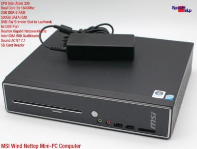 Msi Wind Nettop Pc Ms-7418 Dual Core Computer Windows Xp Dvdrw
