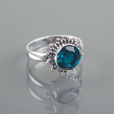 Apatite Natural Gemstone Ring for Women 925 Sterling Silver Cute Gift