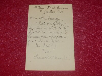 COLL HENRY DAVRAY LETTRE AUTOGRAPHE SIGNEE STUART MERRILL (Poète americain) 1901
