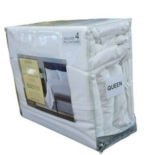 Queen Size 1000 Thread Count Cotton Rich Luxurious Sateen White Sheet Set 6pcs