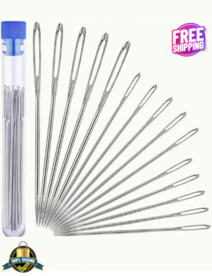 18-Piece Big Eye Needle Set for Hand Sewing, Includes Needle Bottle