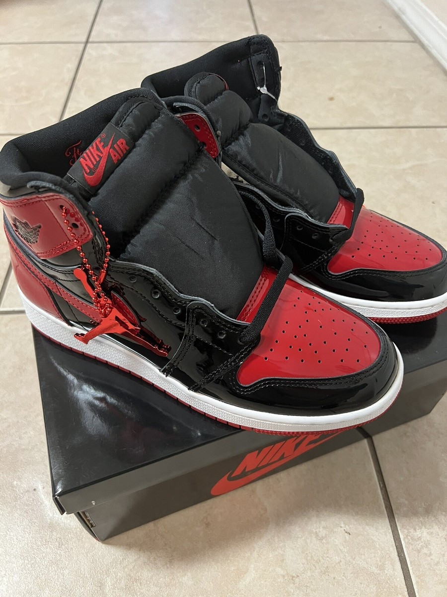 Boys Nike Air Jordan Retro High OG GS Patent Bred Size 7y NEW