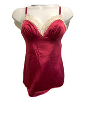 Vintage 1970's Vanity Fair Camisole  Burgundy w/Lace Trim