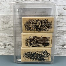 Stampin Up Retired Wood Mounted Early Spring Flowers Tulips Lilies 2003 Unused