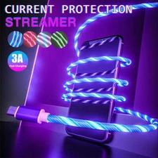 LED 3 IN 1 Fast Charger Cable Flowing Streamer Light Luminous Charging Cable