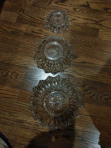 Vintage Carnival Federal Depression Glass Bowls 12 14 &16 Point Starburst Petals - Picture 2 of 7
