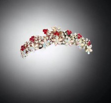 Fashions Crystal Tiaras Rhinestone Wedding Hair Accessories Comb  Hook Loop Red
