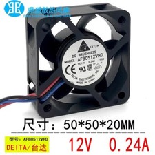 Delta AFB0512VHD 5020 DC12V 0.24A 3-Wire Silent Cooling Fan