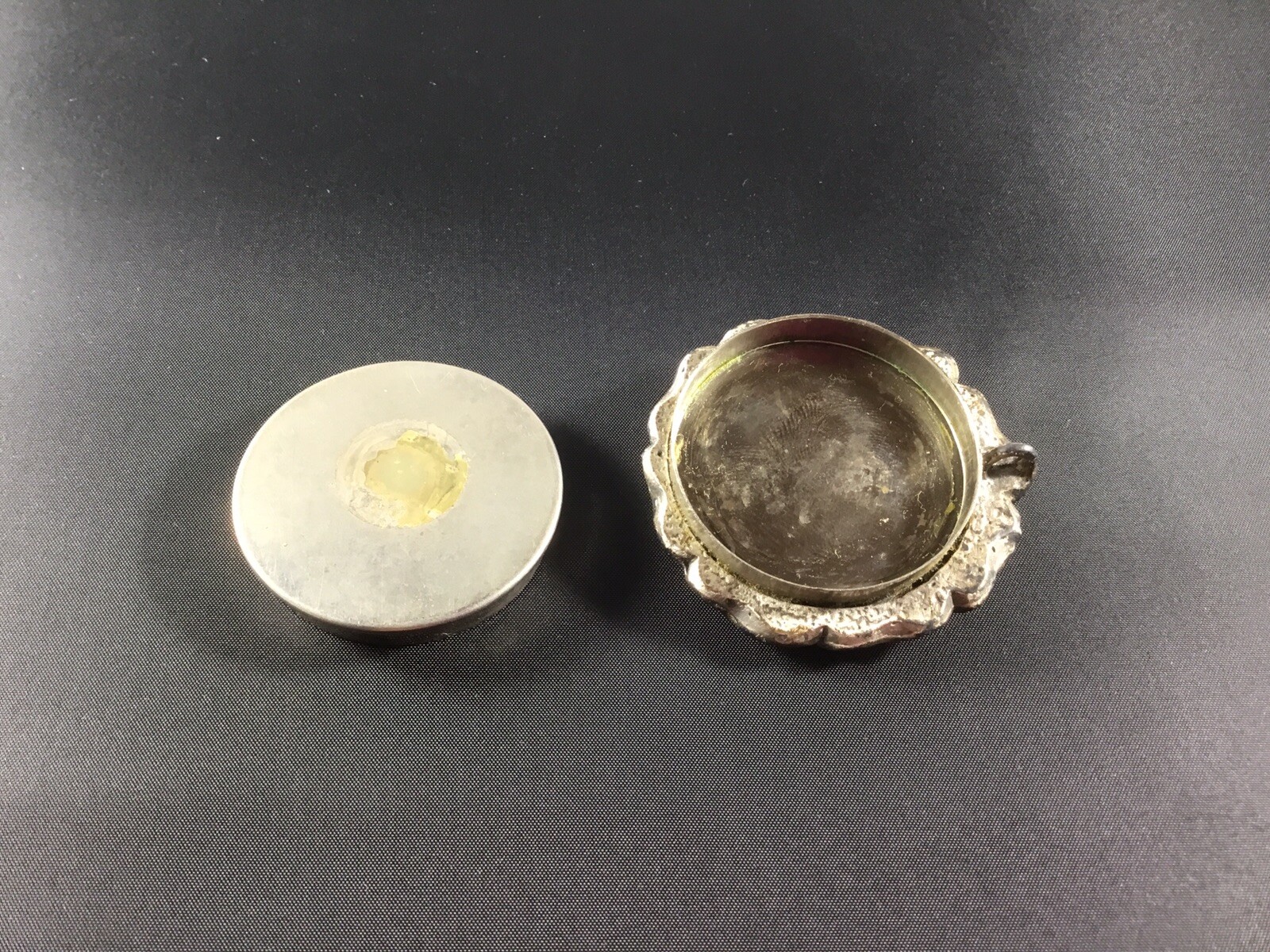 Vintage Compact Solid Perfume Box Pendent Silver … - image 5