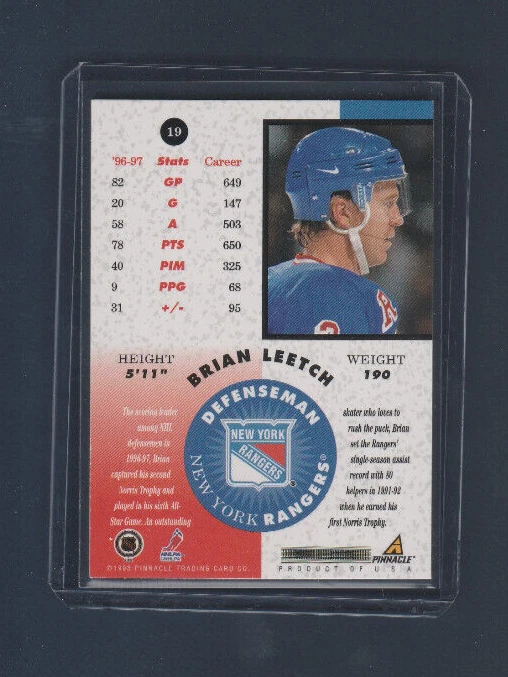 1997-98 Pinnacle Mint Collection Bronze # 19 Brian Leetch - Image 2 of 2