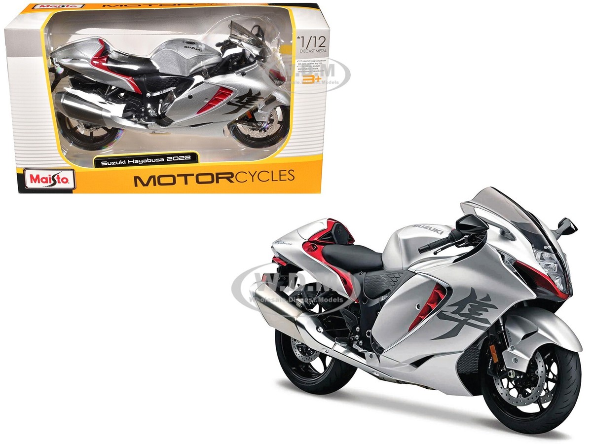 2022 SUZUKI HAYABUSA SILVER 1/12 DIECAST MODEL MOTORCYCLE BY