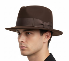 Vintage Bond Royal Quality Fedora Hat Dark Brown Felt Size 6 7/8 Classic