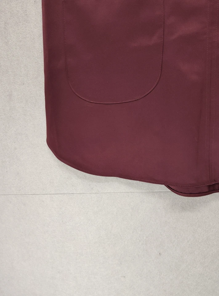 H M Mujer Falda 16 Borgoña Mezcla Poli Bolsillos Frontales Ajuste Regular Satinado Mini Foto 4 de 4