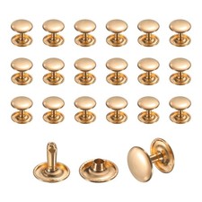 50 Set Leather Rivets 12mm Double Cap Rivets 12mm Tubular Studs Light Gold 