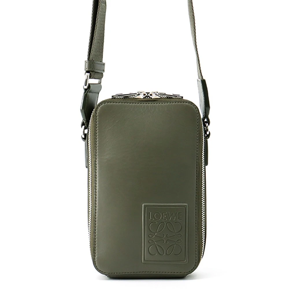 Loewe — LOEWE Anagram Vertical Crossbody Bag Leather Khaki C565S59X01