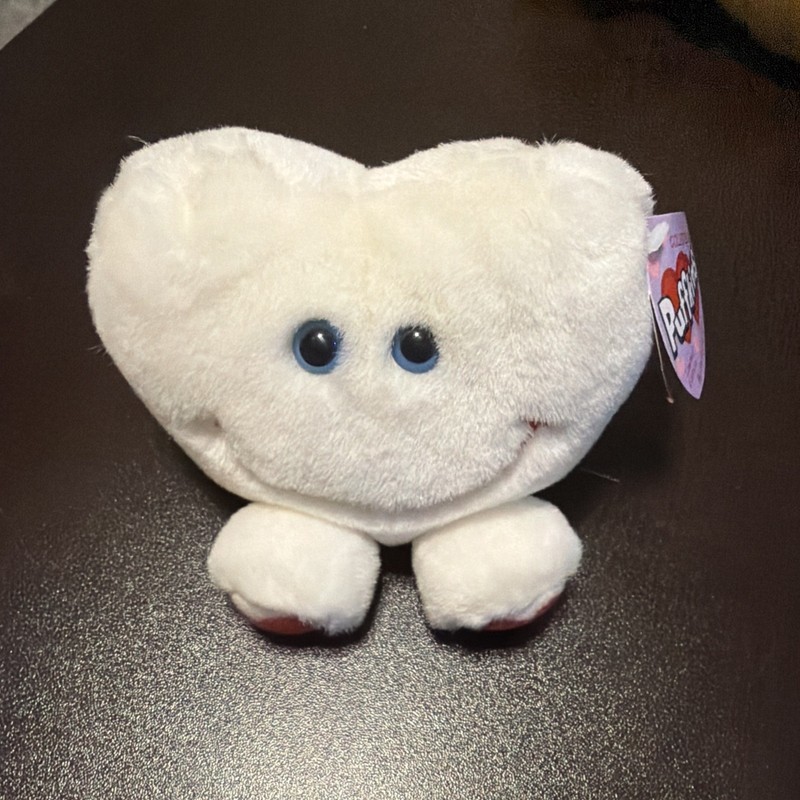 Puffkins White Heart Plush Juliet Limited Edition Tag Swibco Valentines 2001 VTG