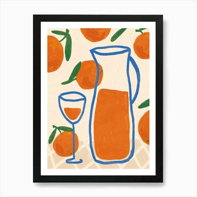Orangensaft Frühstück Poster, Abst gerahmtes Wandbild Poster Leinwanddruck Bild