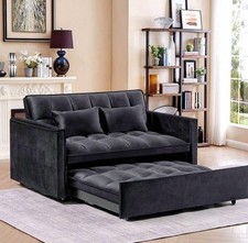 Sofa Bed Couch Sleeper Convertible Pull-Out Bed Couch With Side Pockets