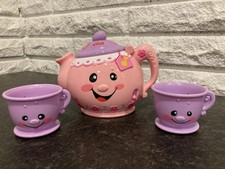 Fisher Price Laugh  Learn Say Please Tea Set talking pink pot  cups