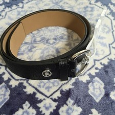 Michael Kors Women's 28mm Black Pebble Leather Belt- Size Large