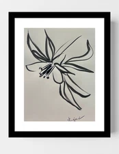 GUAJARDO Original Neo Expressionism Beautiful Flower 12X9 Paper Signed Art