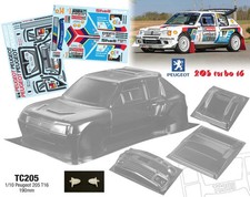 1/10 Peugeot 205 Bodyshell T16 Tamiya TT01 TT02 XV02 HPI Kyosho TC205