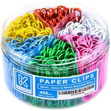 450 Color Paper Clips Assorted Sizes Small, Medium and Large Paper Clips for ...