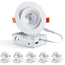 6 Pack Gimbal LED Recessed Lighting 4 Inch, 5CCT Adjustable Recessed Light Sl...