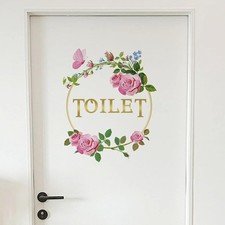 2 Pcs Bathroom Toilet WC Sign Door Stickers Washroom Wall Decals Peel  Stick