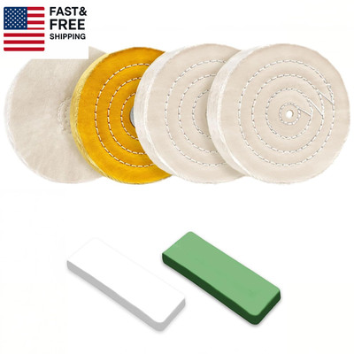 6PCS 6 Inch Polishing Wheel Kit for Bench Grinder Buffing Wheel, 1 Yellow Cotton