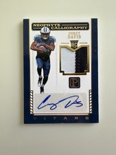 2017 pantheon neophyte calligraphy corey davis patch auto rookie card /25. rookie card picture