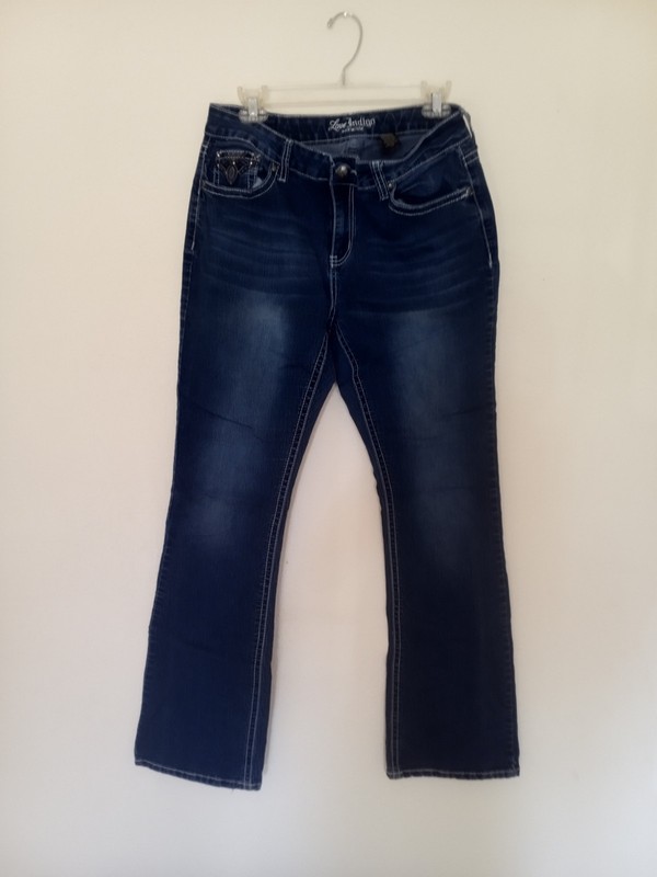 Love Indigo Womens Jeans Embroidered Pockets Size 12 Blue Denim