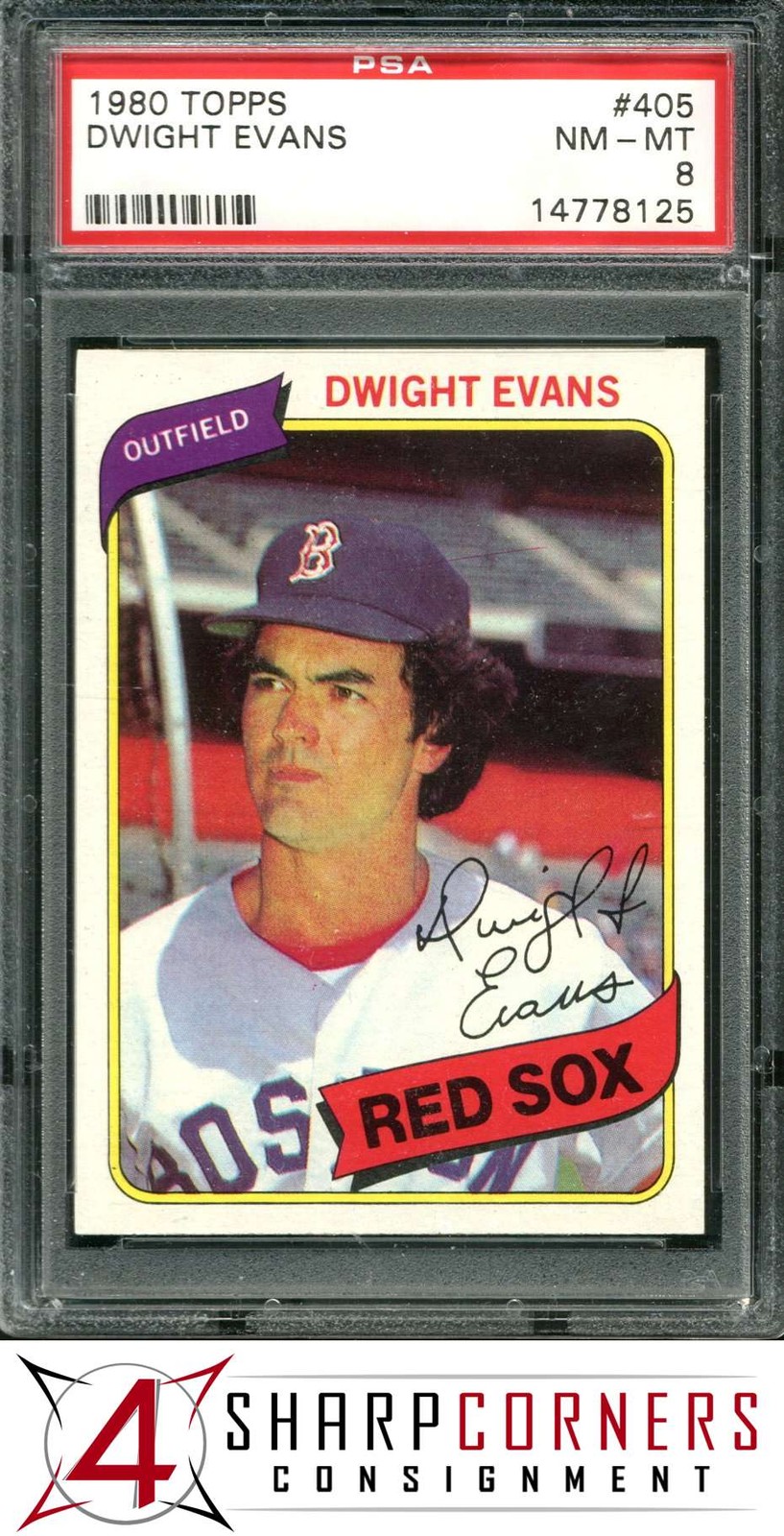 1980 TOPPS #405 DWIGHT EVANS RED SOX PSA 8