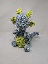 Seafoam Green Baby Dragon Handmade Amigurumi Crochet Stuffie