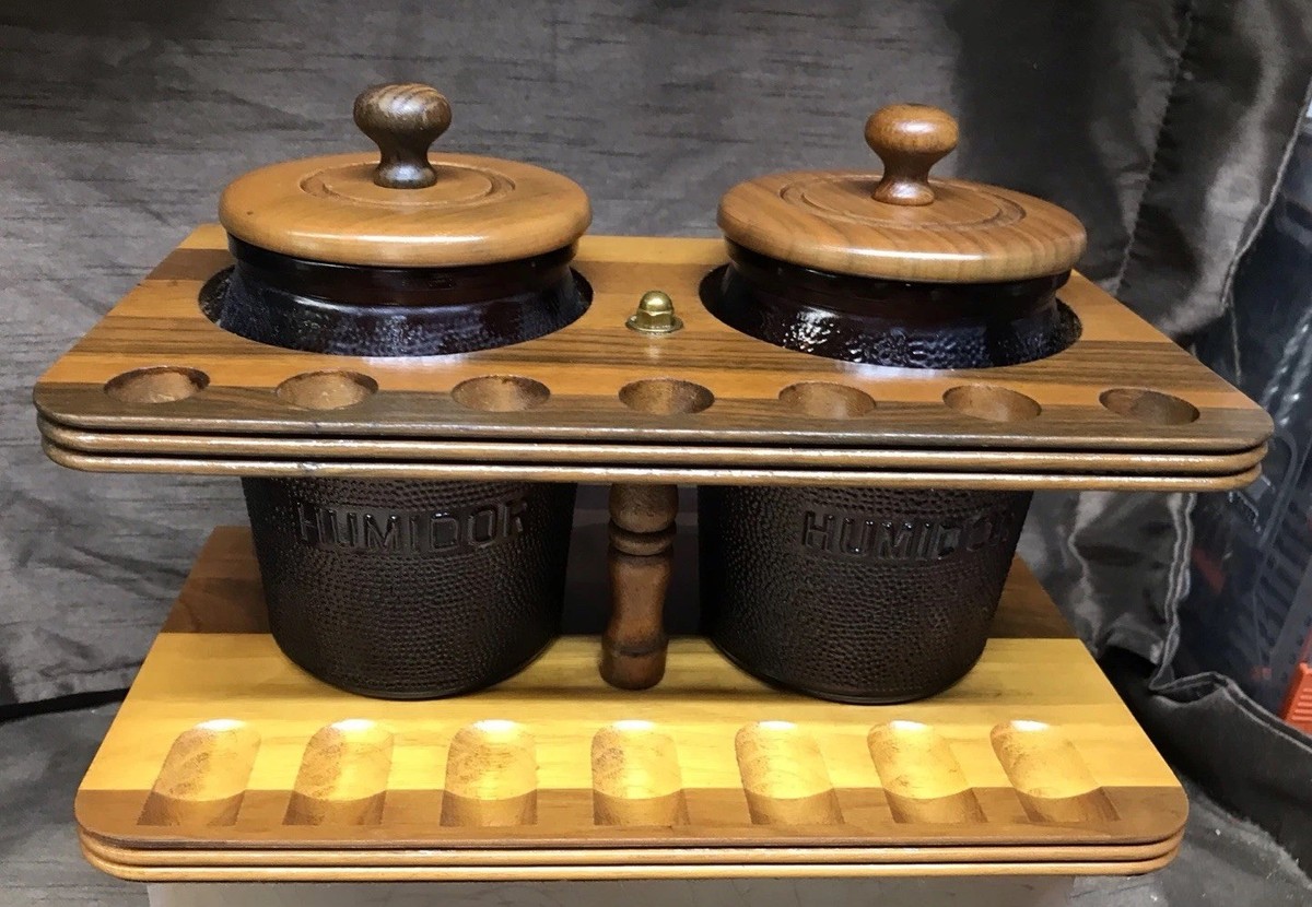 vintage tobacco humidor Vintage RARE Double Tobacco Humidor 7 Pipe Stand