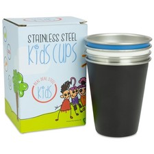 Stainless Steel Kids Cups - Set of 4 - Metal Cups for Children and Toddlers, ...