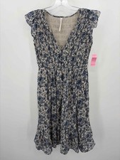 Pre-Owned By Anthropologie Blue Size XSP Knee Length Short Sleeve Dress