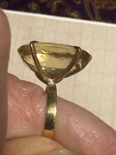 Anello cocktail vintage oro pietra gialla - Foto 7 di 10