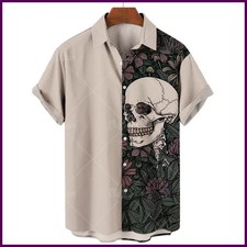 Men's Short-sleeve Shirt 3D Digital Skull Printed Shirt