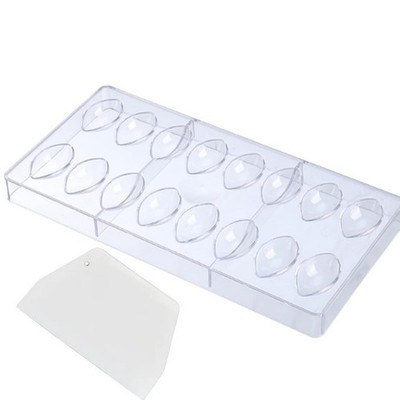 16 Grid Polycarbonate Chocolate Candy Making Mold Scraper Water Drop Shape DIY