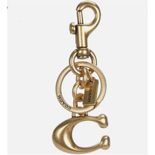 Coach Signature C Bag Charm Key Chain Key ring In Brass/Gold 1635 NWT
